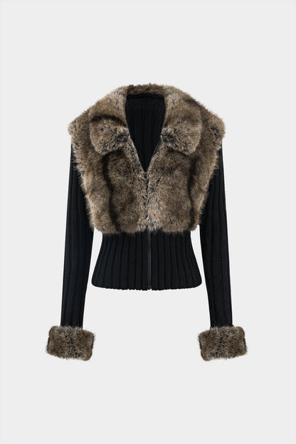 Pull Exclusif en Fourrure – Noir