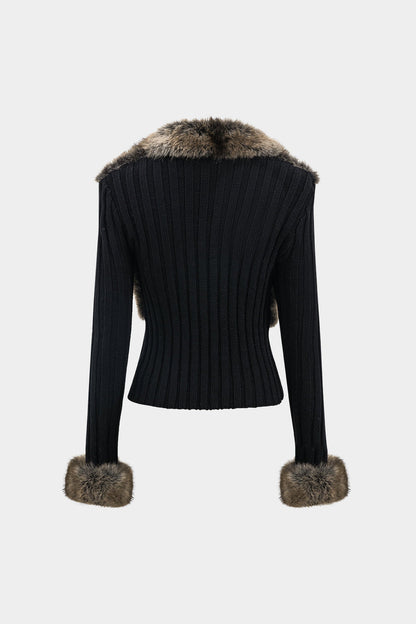 Pull Exclusif en Fourrure – Noir