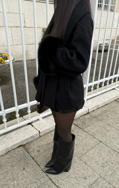 MANTEAU EN LAINE AVEC FOURRURE